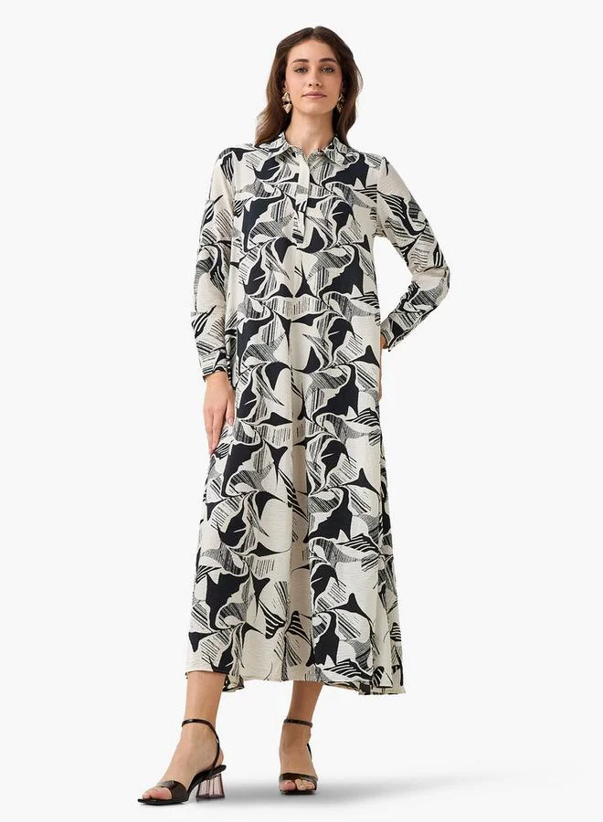 ايكونيك Iconic Printed Women Shirt Dress with Concealed Placket